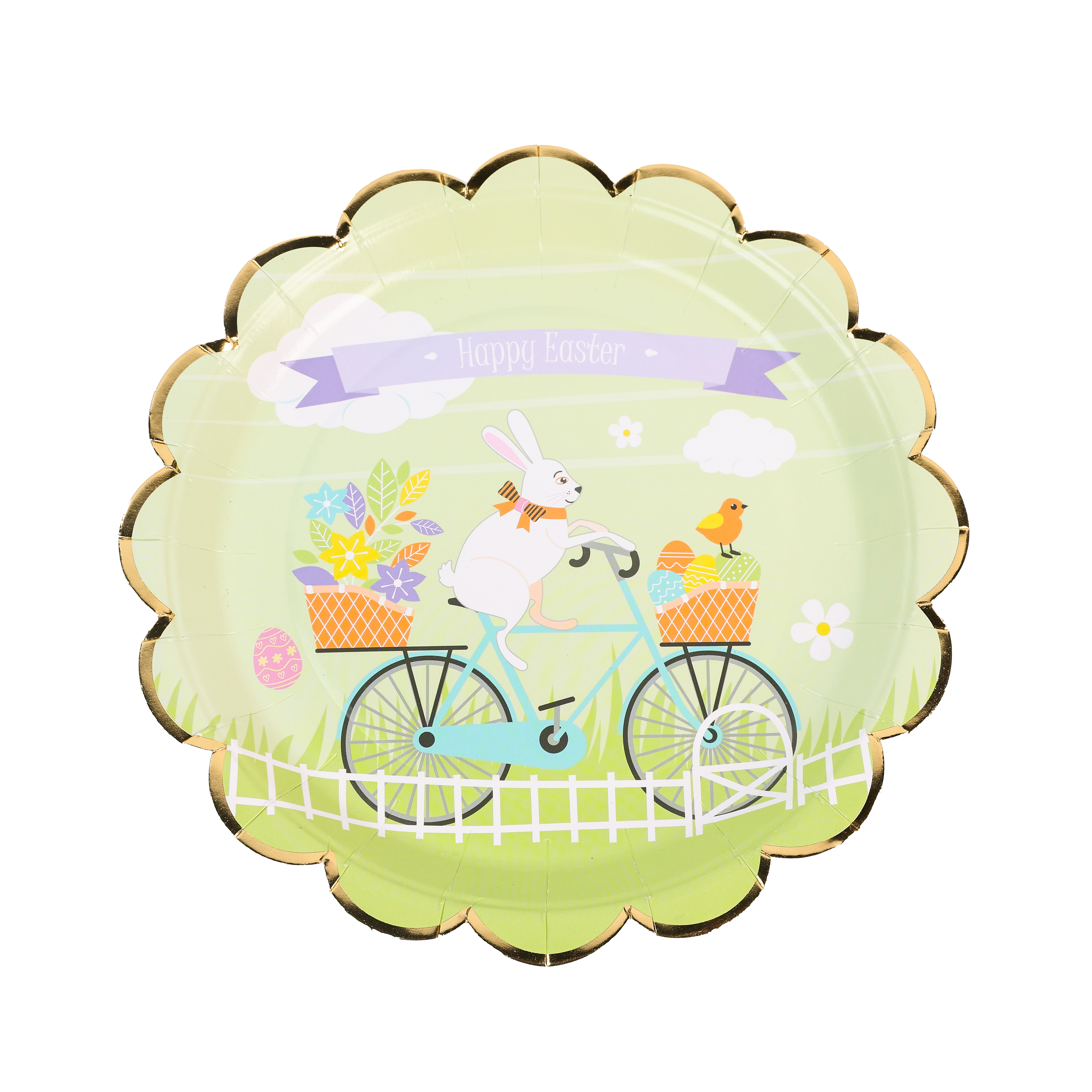 Easter Round Lace Yellow-Green Paper Plate EASA0017